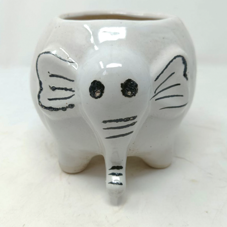 2 Cute Elephant shape ceramic pot