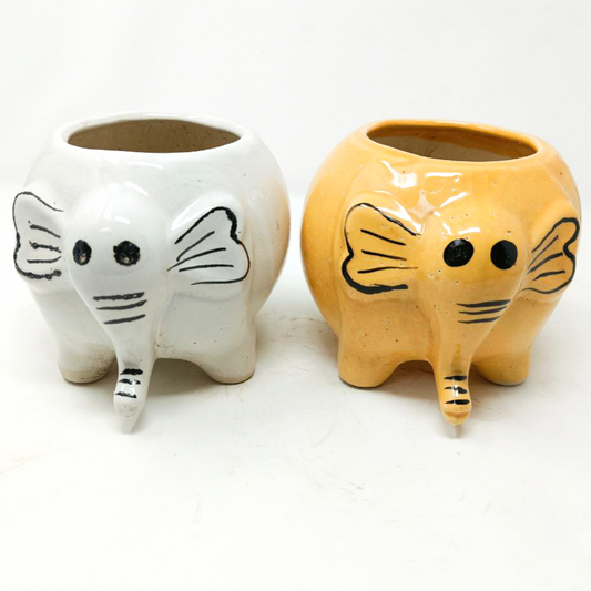 2 Cute Elephant shape ceramic pot