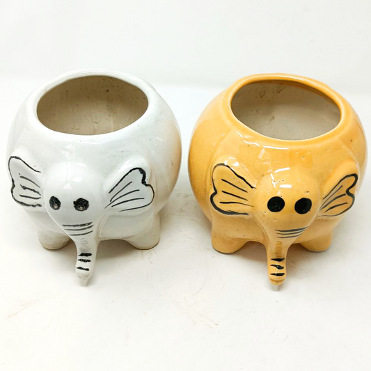 2 Cute Elephant shape ceramic pot